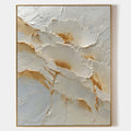 Ivory Gold Petals Plaster Relief Painting #M972