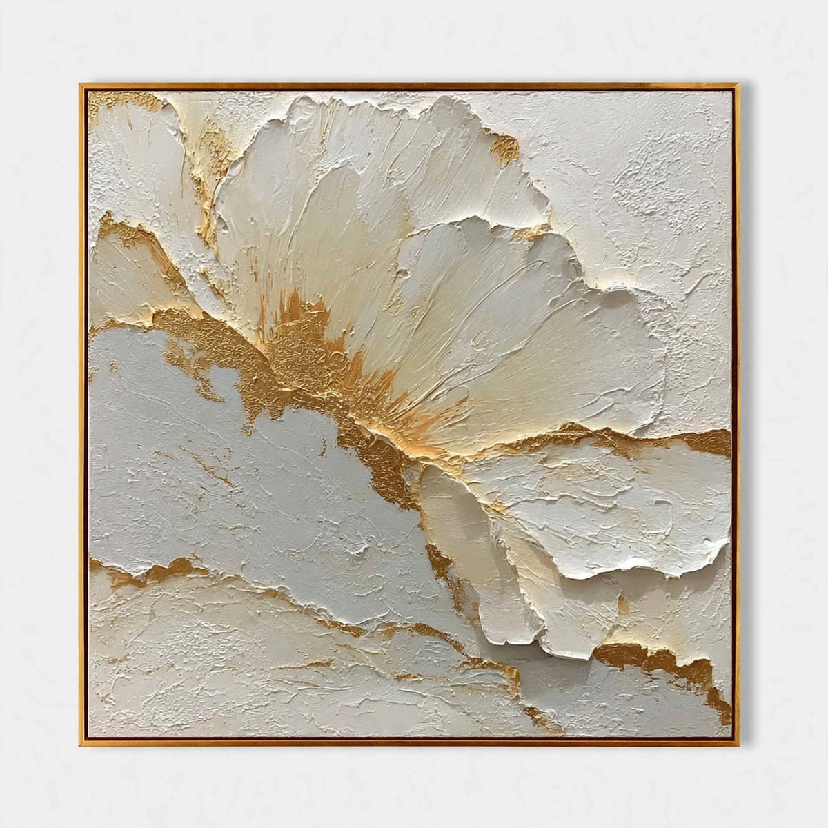 Golden Bloom Plaster Relief Painting #M973
