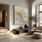 Golden Bloom Plaster Relief Painting #M973