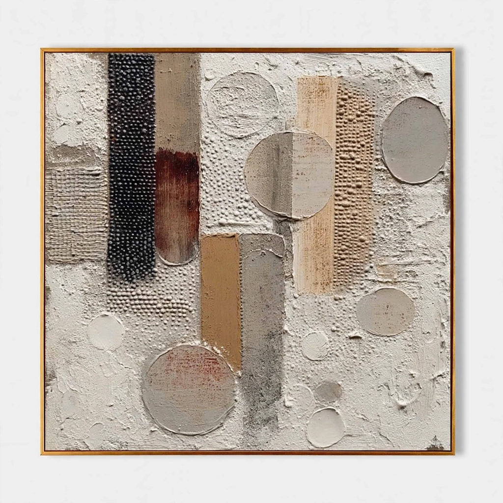 Circles and Columns Textured Abstract Painting #M974