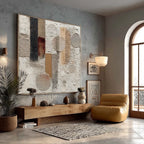Circles and Columns Textured Abstract Painting #M974