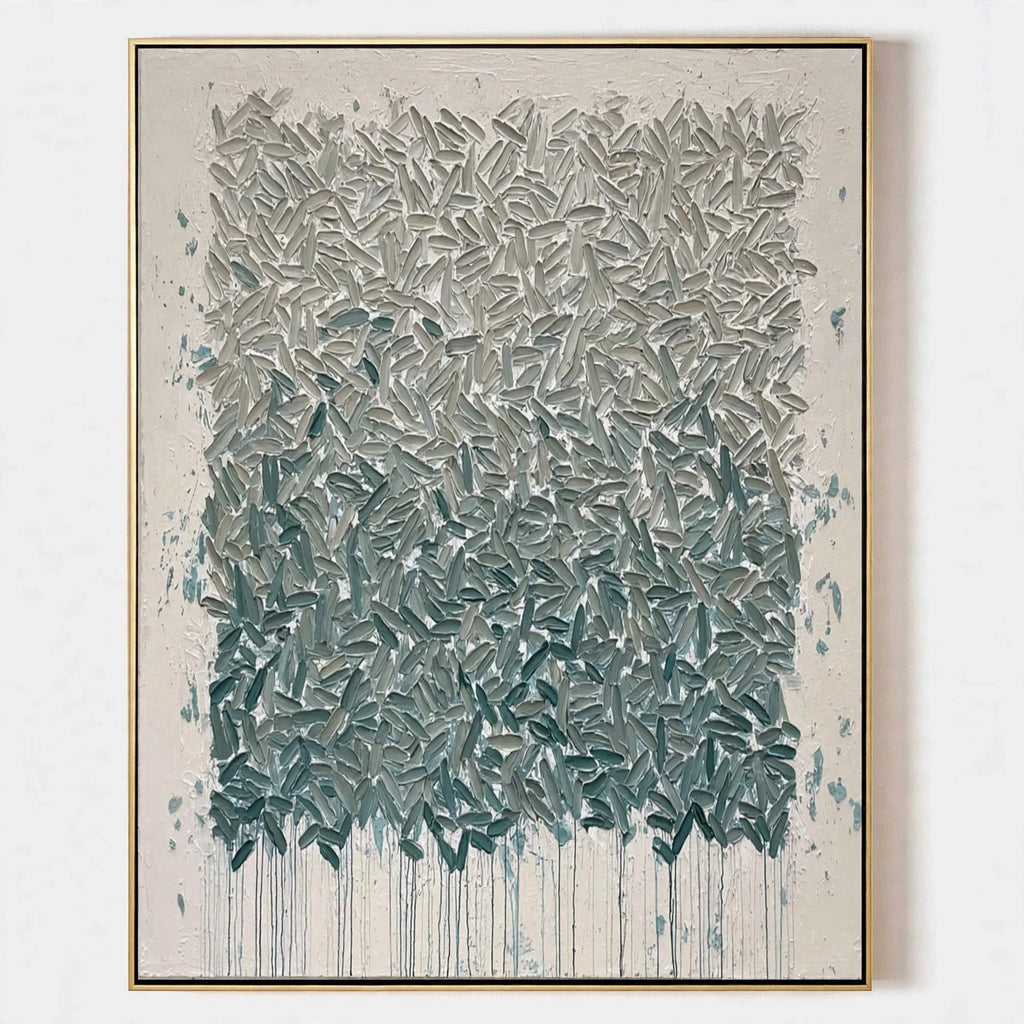Teal Cascade Textured Abstract Painting #M975