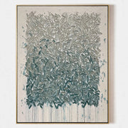 Teal Cascade Textured Abstract Painting #M975