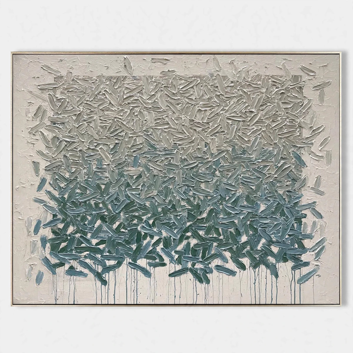 Teal Drift Textured Abstract Painting #M982