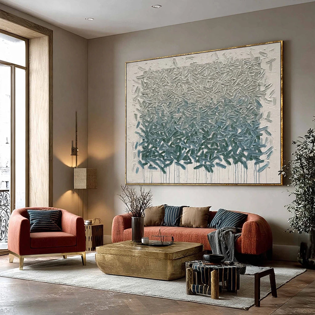Teal Drift Textured Abstract Painting #M982