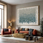 Teal Drift Textured Abstract Painting #M982