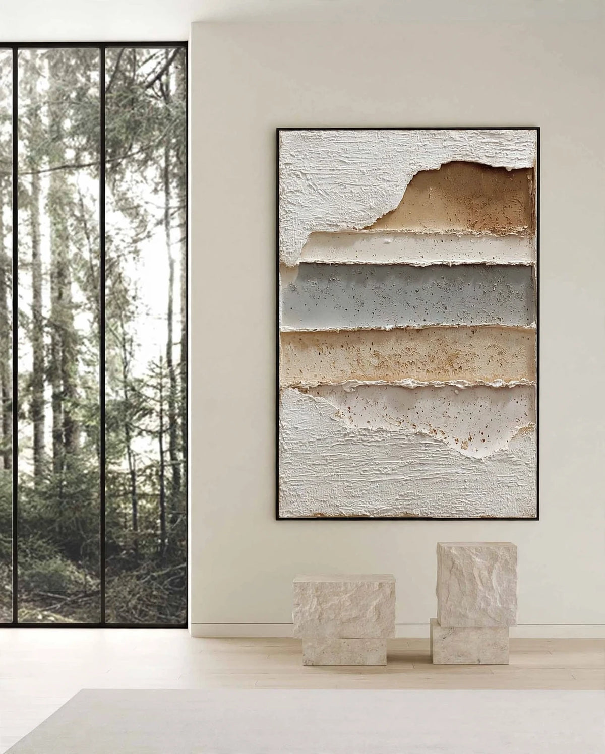 Torn Strata Plaster Abstract Painting #M985