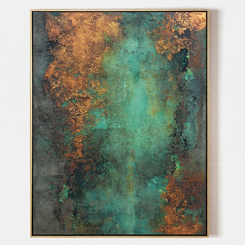 Verdigris Patina Textured Abstract Painting #M986