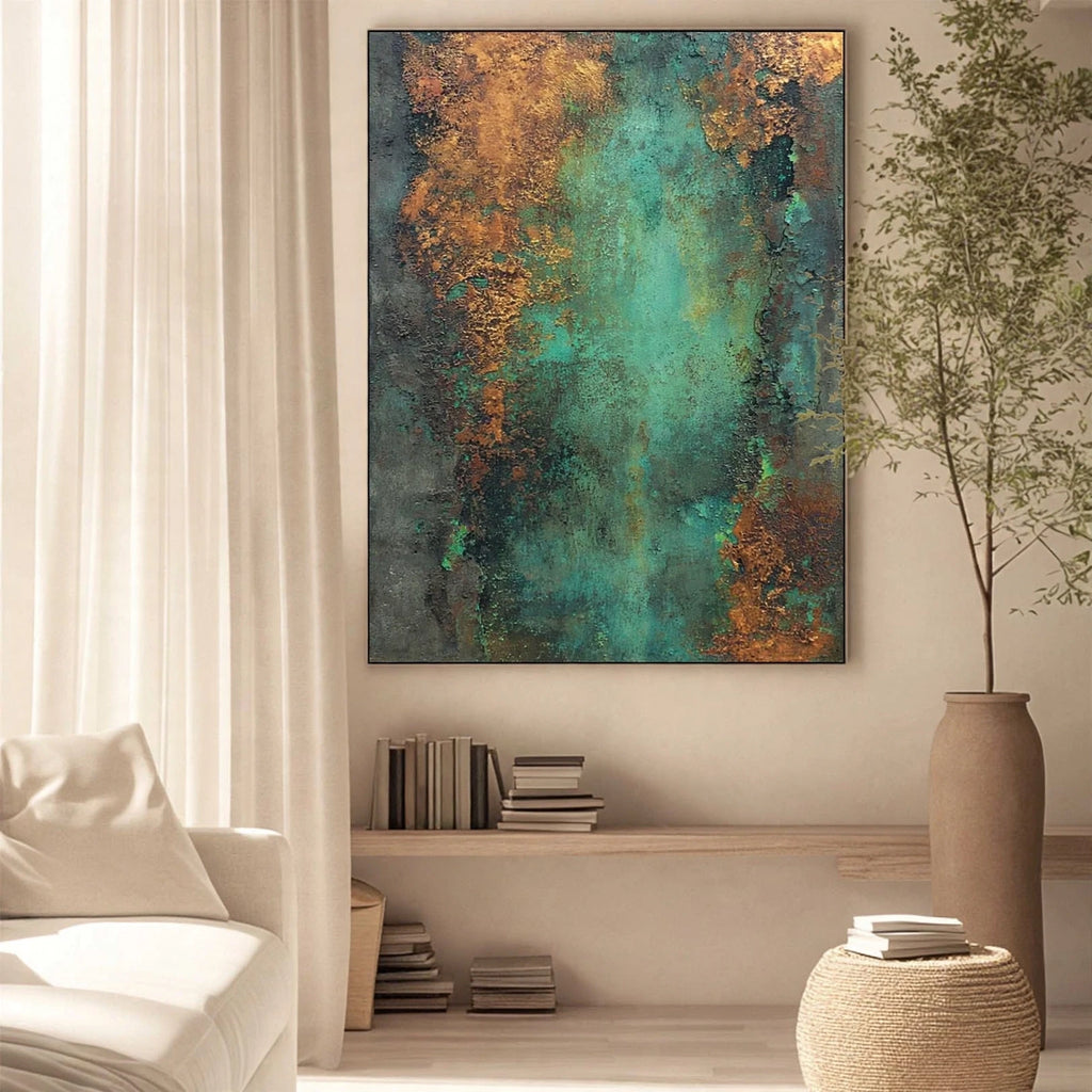 Verdigris Patina Textured Abstract Painting #M986