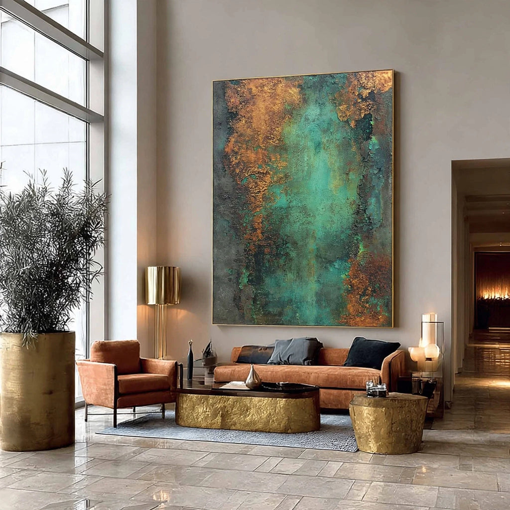 Verdigris Patina Textured Abstract Painting #M986