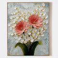 Coral Peony Plaster Relief Painting #M987