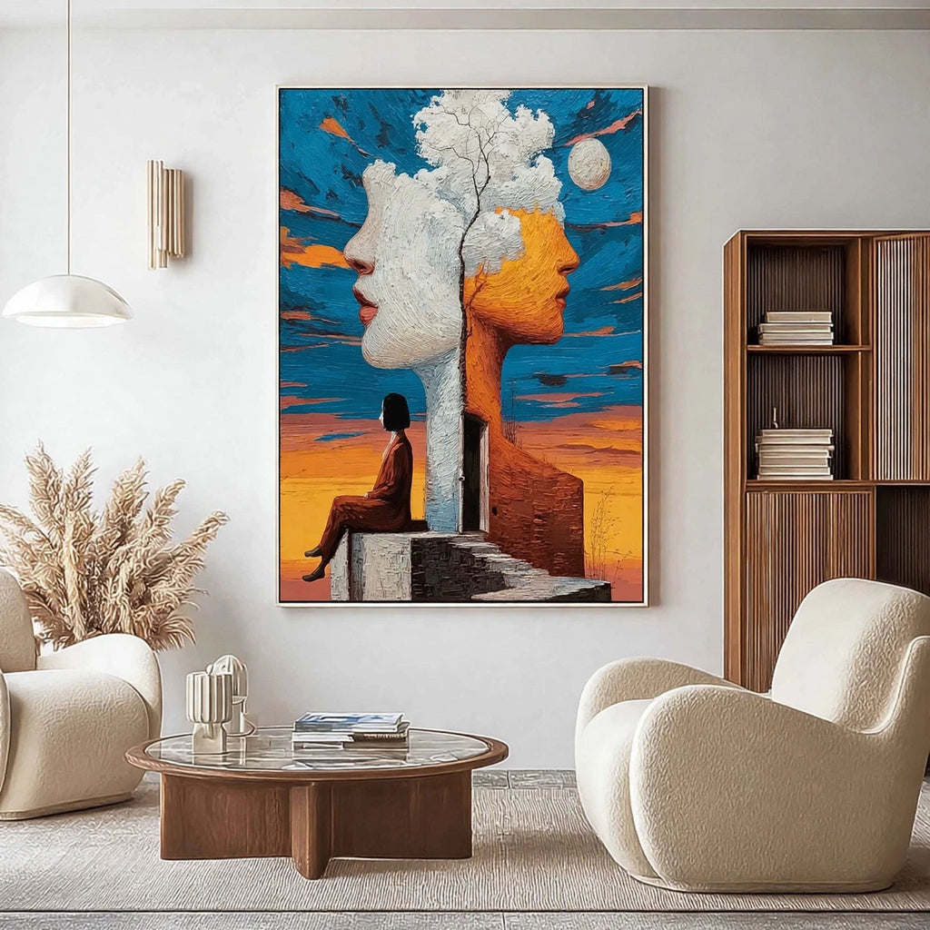 Twin Souls Surreal Portrait Painting #M988