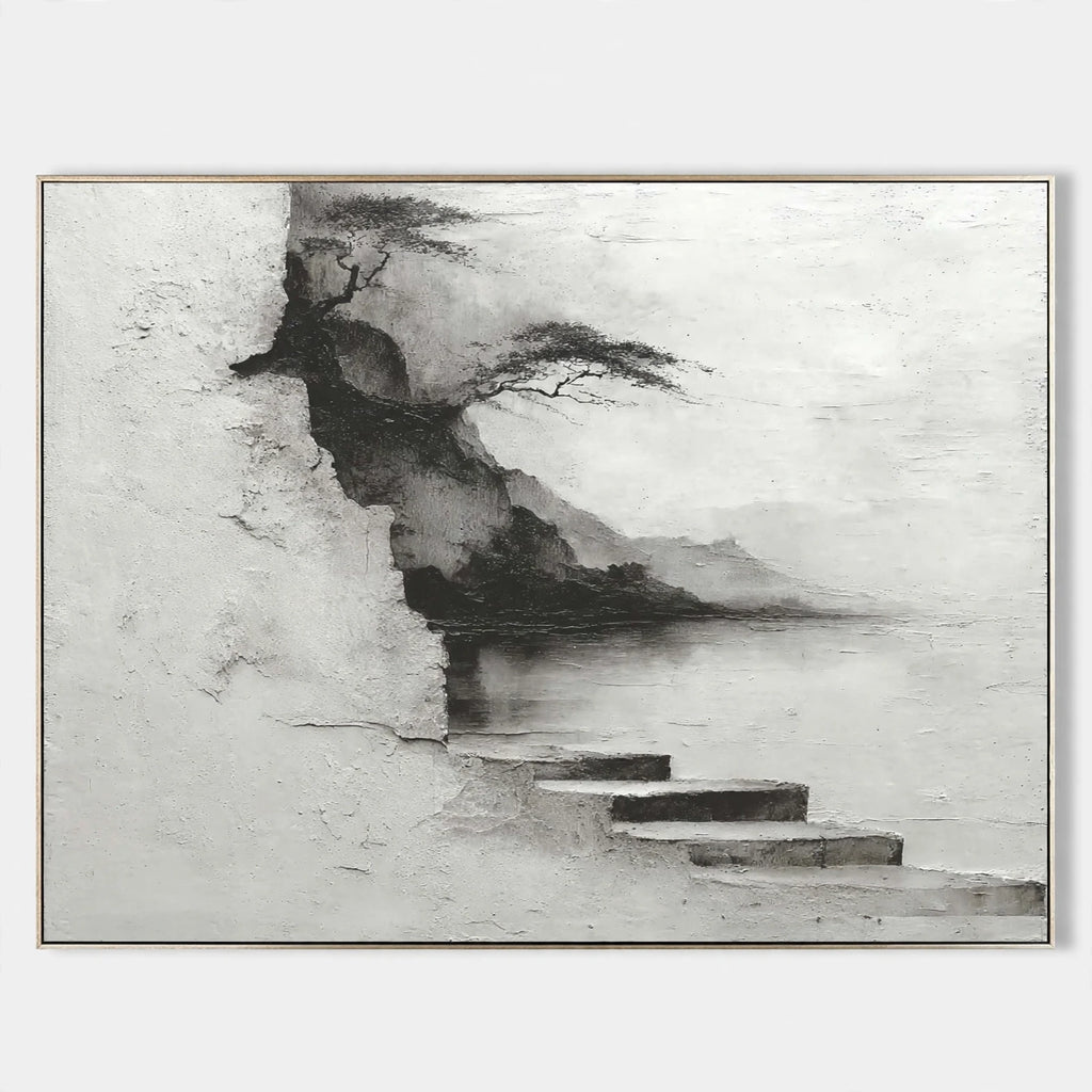 Misty Steps Monochrome Landscape Painting #M989