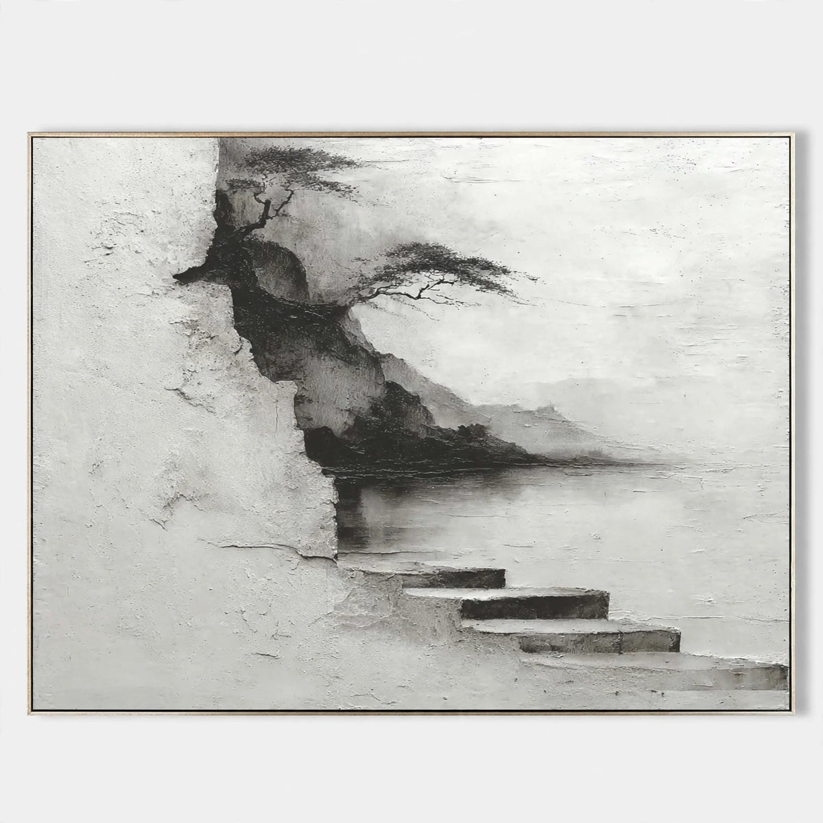 Misty Steps Monochrome Landscape Painting #M989