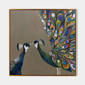 Twin Peacocks Colorful Animal Painting #M997