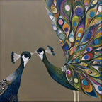 Twin Peacocks Colorful Animal Painting #M997